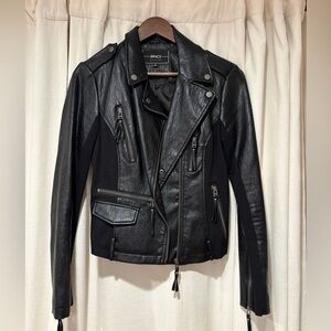 Blanc Noir Black Faux Leather Jacket size small